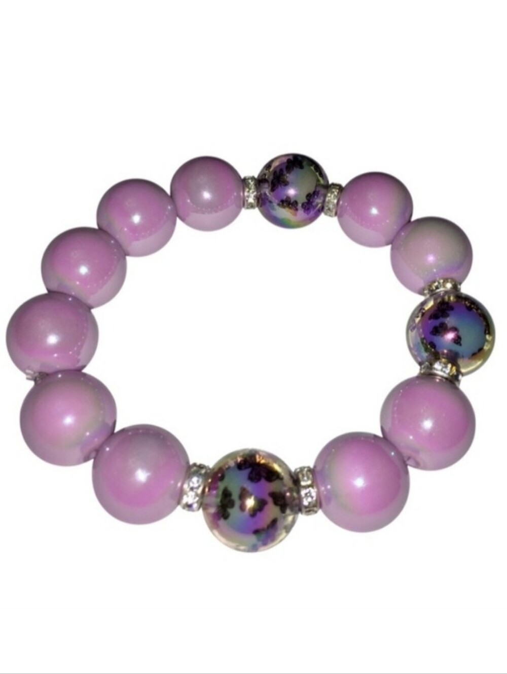 Purple Butterfly Chunky Beaded Bracelet 💜🦋